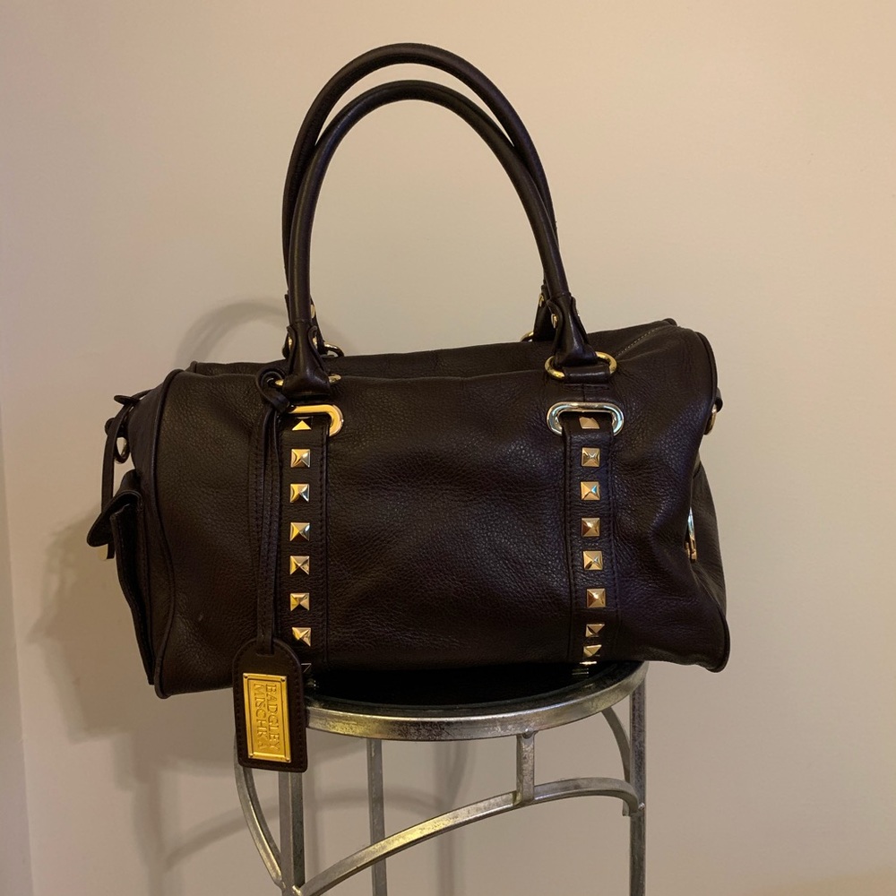 Badgley Mischka Brown Studded Satchel